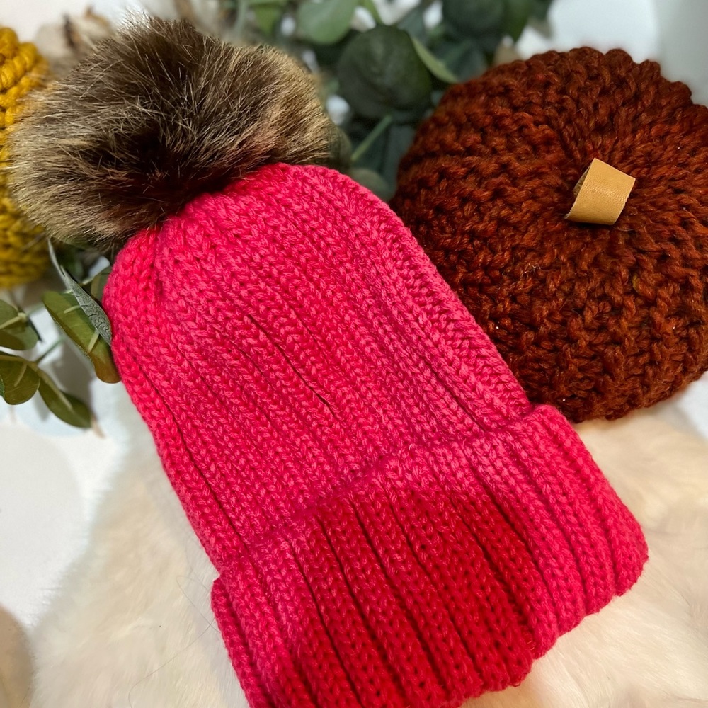 Cute Pink Pom Pom beanie